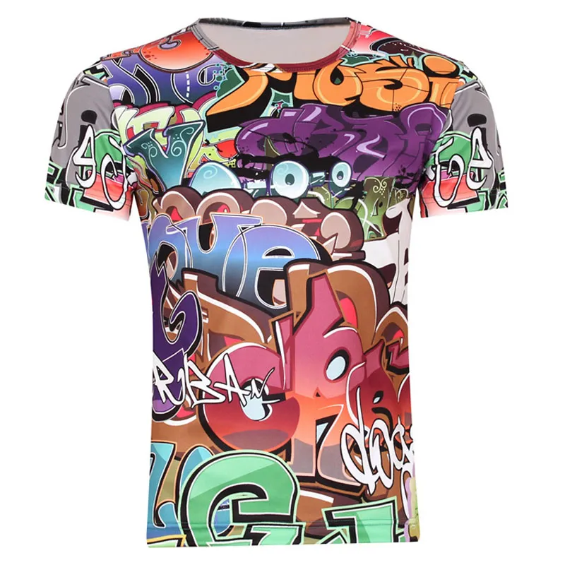 w1209 2015 Hot Sale High Quality Flower 3D Printed T-shirts, Punk Men's 3D Short Sleeve Tee Shirt XS- 6XL / Men 's T- Shirts