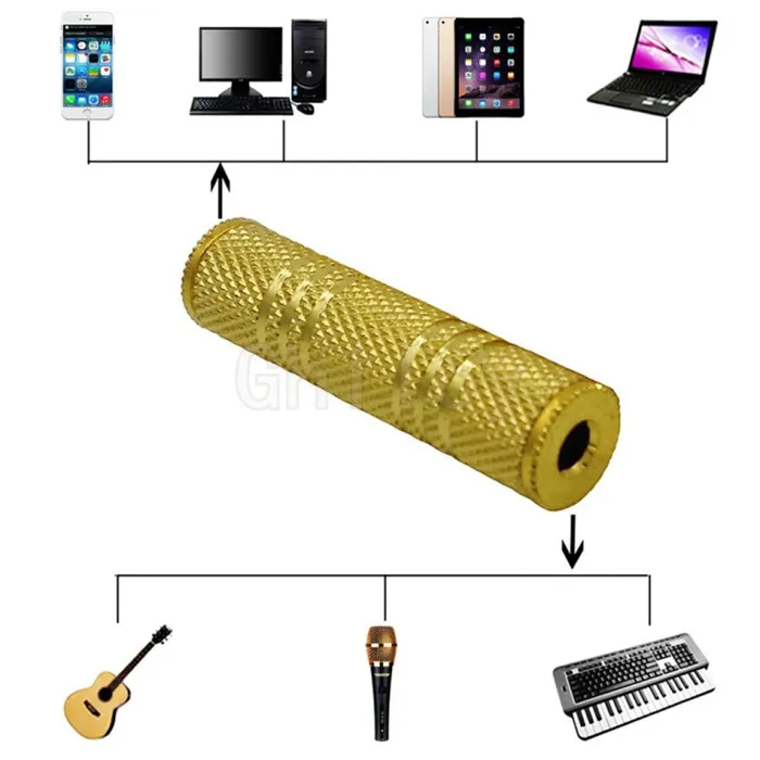 3.5mm Female to 3.5 mm Female F/F Audio Adapter Coupler Metal Gold Plated 