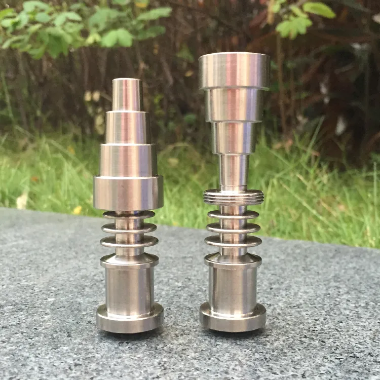 1 Titanium tırnak 10/14 / 18mm Kadın Ve Erkek Kubbesiz Tırnak 6 delik Titanyum Carb Cap İçin Cam Boru yılında Universal 6