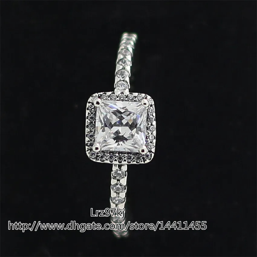 Högkvalitativ 100% 925 Sterling Silver Tidlös Elegansring med Clear Cz European Pandora Style Smycken Charm