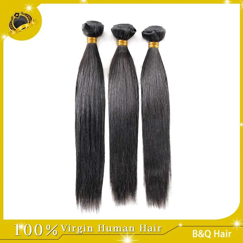 9A Virgin Human Hair Brazilian Malaysian Peruansk Indian Hair Extensions 3/4 bitar mycket brasiliansk rak hår dubbel inslag naturlig svart