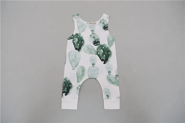 2018 Lato Dziecko Pajaciki Bawełniane Dzieci Outfit Sunsuit Jumpsuit Noworodek Chłopcy Dziewczęta Kaktus Drukowane Zipper Romper One Piece Drendy Ubrania