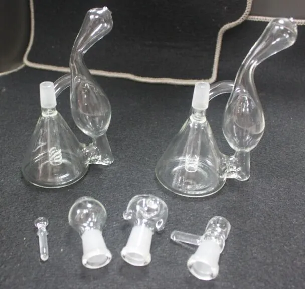 Partihandel Mini Beaker Recycler Glass Bong Handblåst unik design Small Water Pipe 6 tum Oil Rig Bubbler Sale Delicate utseende