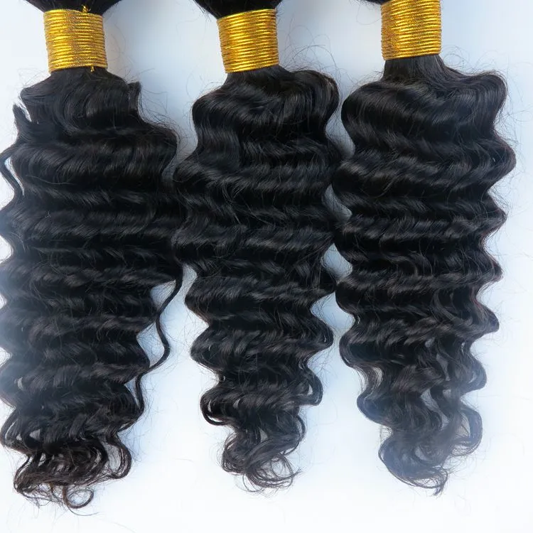 Virgem Do Cabelo Humano Tece Pacotes de Cabelo Brasileiro Onda Profunda Encaracolado Tramas Não Transformados Extensões de Cabelo Humano Indiano Peruano Malaio Atacado