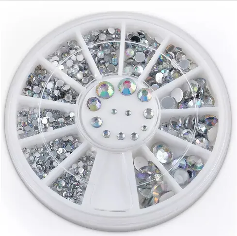 Nail Art Decorations 3d Nail Art Rhinestones Crystal Glitter Nails Wheel Dekorationer för DIY Studs Gratis frakt