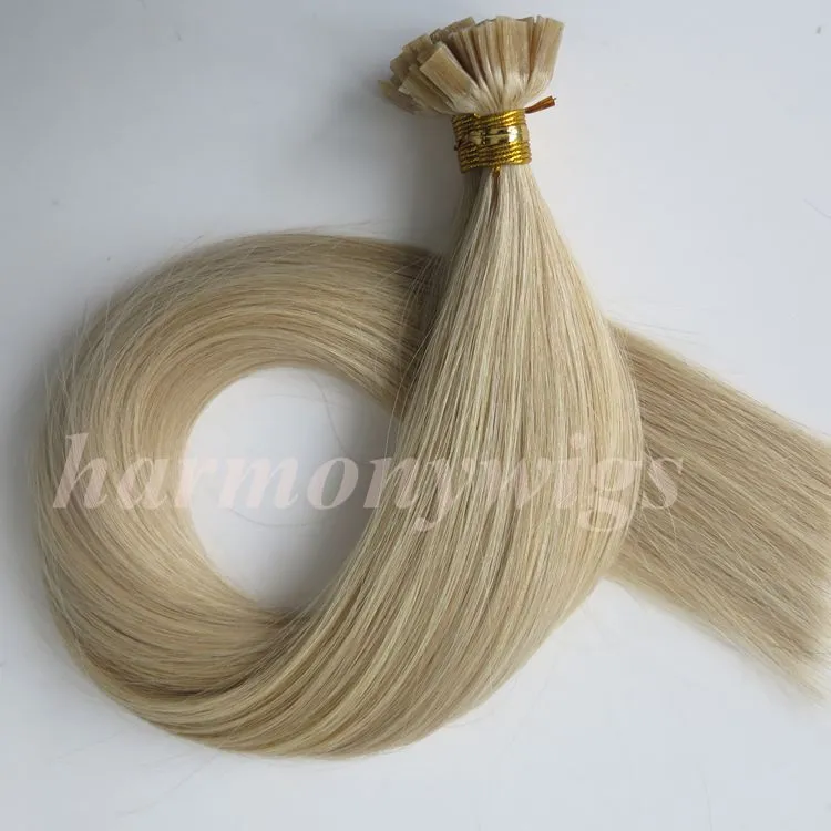 100Strands=100g Pre bonded Flat Tip human Hair Extensions 18 20 22 24inch M27&Brazilian Indian Keratin Human Hair