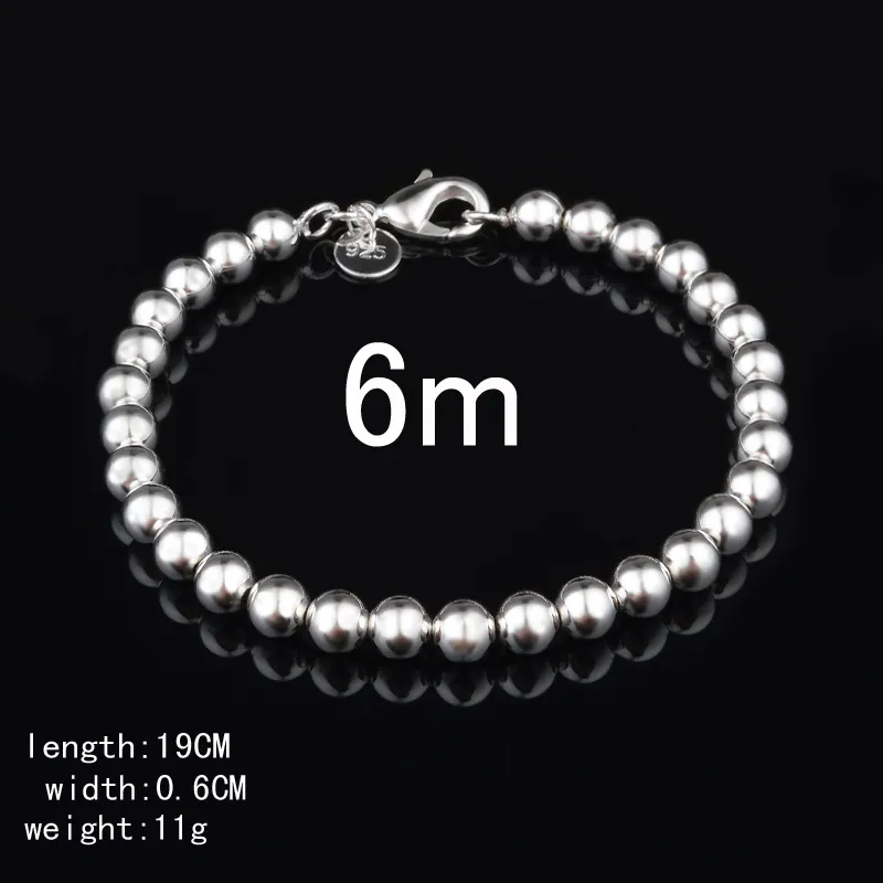 Livraison gratuite avec numéro de suivi Top vente 925 Bracelet en argent 6M perles creuses Bracelet bijoux en argent pas cher 1599