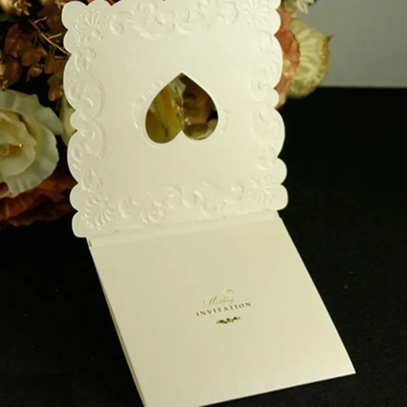 Convites de casamento Cartões de convite criativos de alta qualidade personalizados 3 Fold Heart Decoration convites