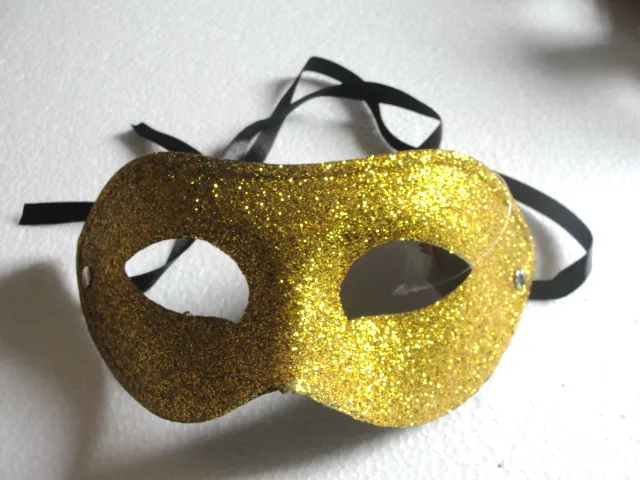 choose 19*8.5cm Sexy woman Electroplate Gold powder Flat head mask mysterious dance mask 