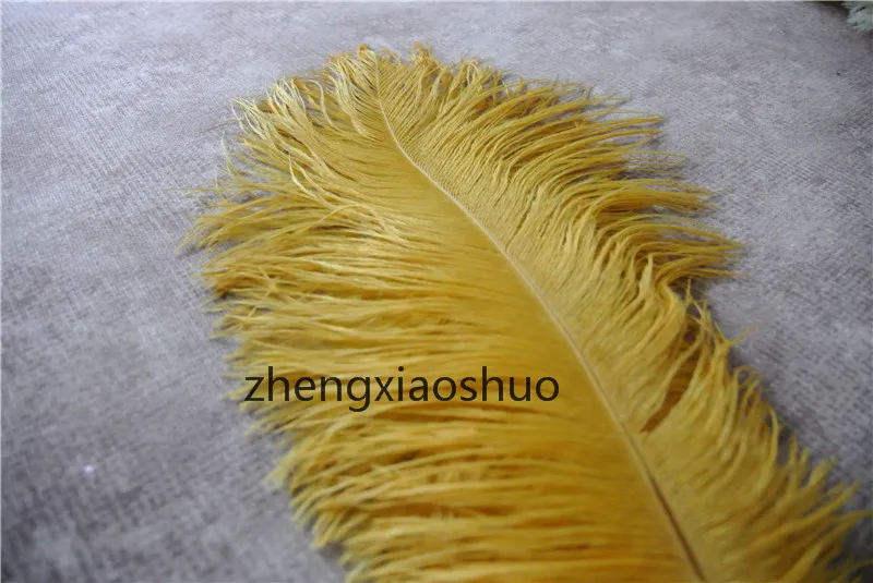 Wholesale 12-14inch30-35cm Gold ostrich feathers for Wedding centerpiece Table centerpieces Party Decoraction supply