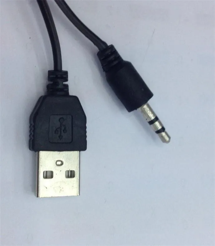 100 قطع كابل USB 2.0 لمصغرة USB ذكر و ذكر 3.5MM قابس كابل الصوت / الفيديو 50CM الأسود المحمولة مكبر الصوت كابل DY