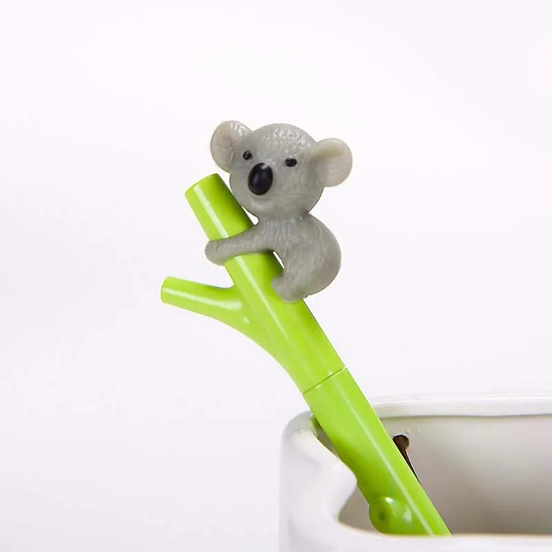 Yeni 25 Adet Sevimli Koala Ayı Jel Kalem Yazma için 0.5mm Rulo Topu Siyah Renk Kalem Ofis Kawaii Kırtasiye Aksesuarları Okul Malzemeleri