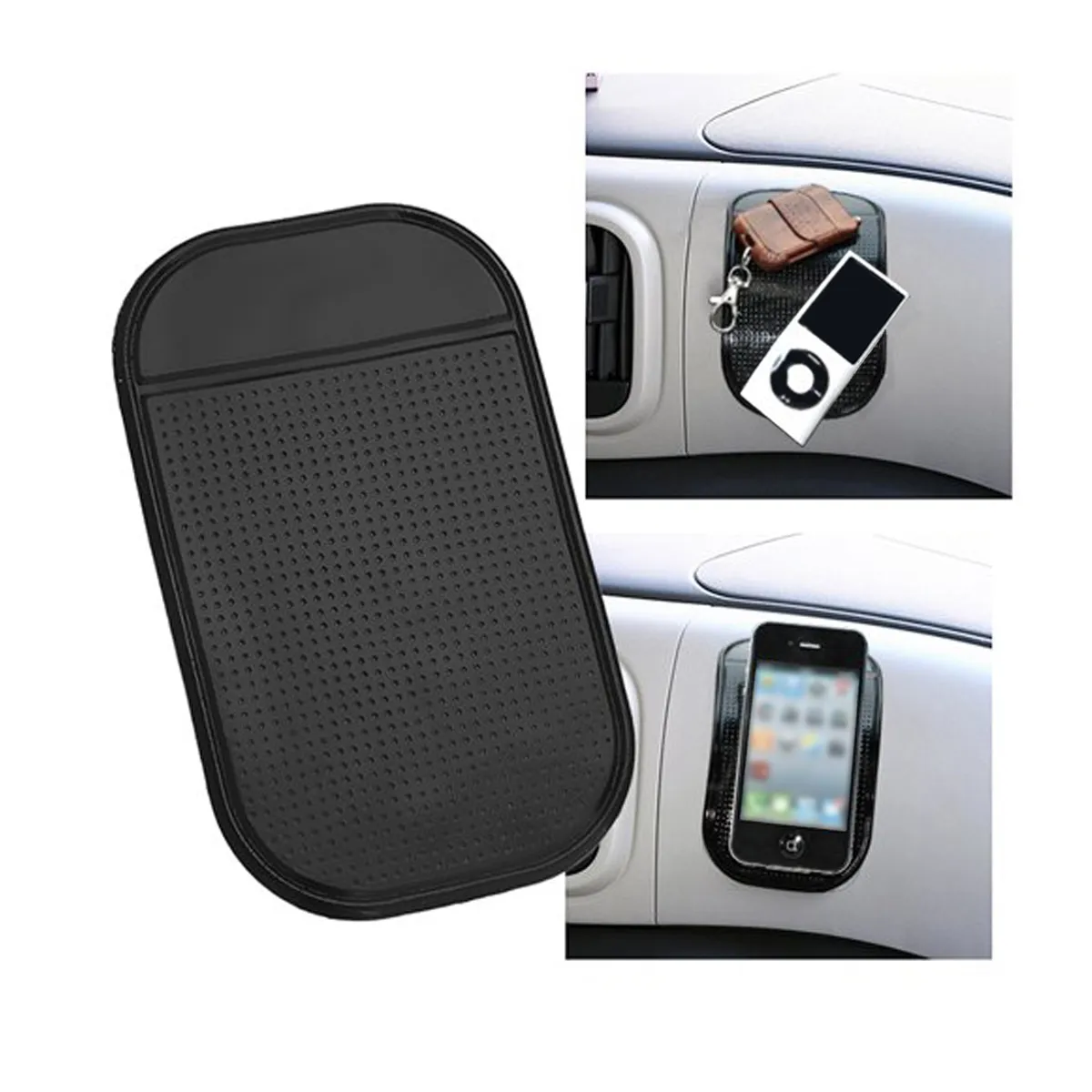 Svart Sticky Anti Slip Mat Non Slip Car Dashboard Magic Sticky Pads Mat för MP3 MP4 Telefon Stick 1200PCS 7 Färger tillgängliga med paketet