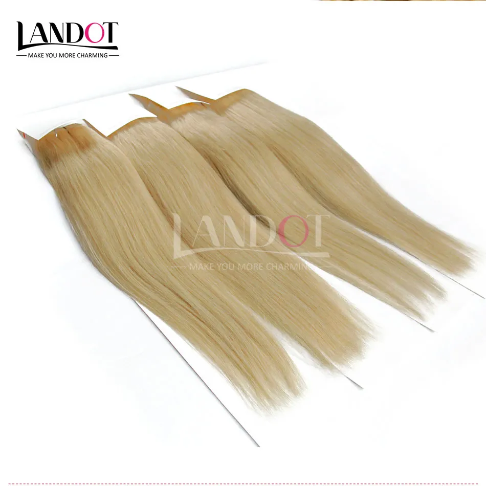 Bleach Blonde Malaisienne Vierge Cheveux Raides Couleur # 613 Grade 8A Tissage de Cheveux Humains Faisceaux Remy Extensions 3/12-30 Pouces Double Trames