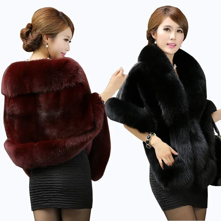 Lussuoso Pelliccia Sintetica Scialle da Sposa Involucri di Pelliccia Coprispalle da Matrimonio Cappotto Sposa Inverno Festa di Nozze Bolero Giacca