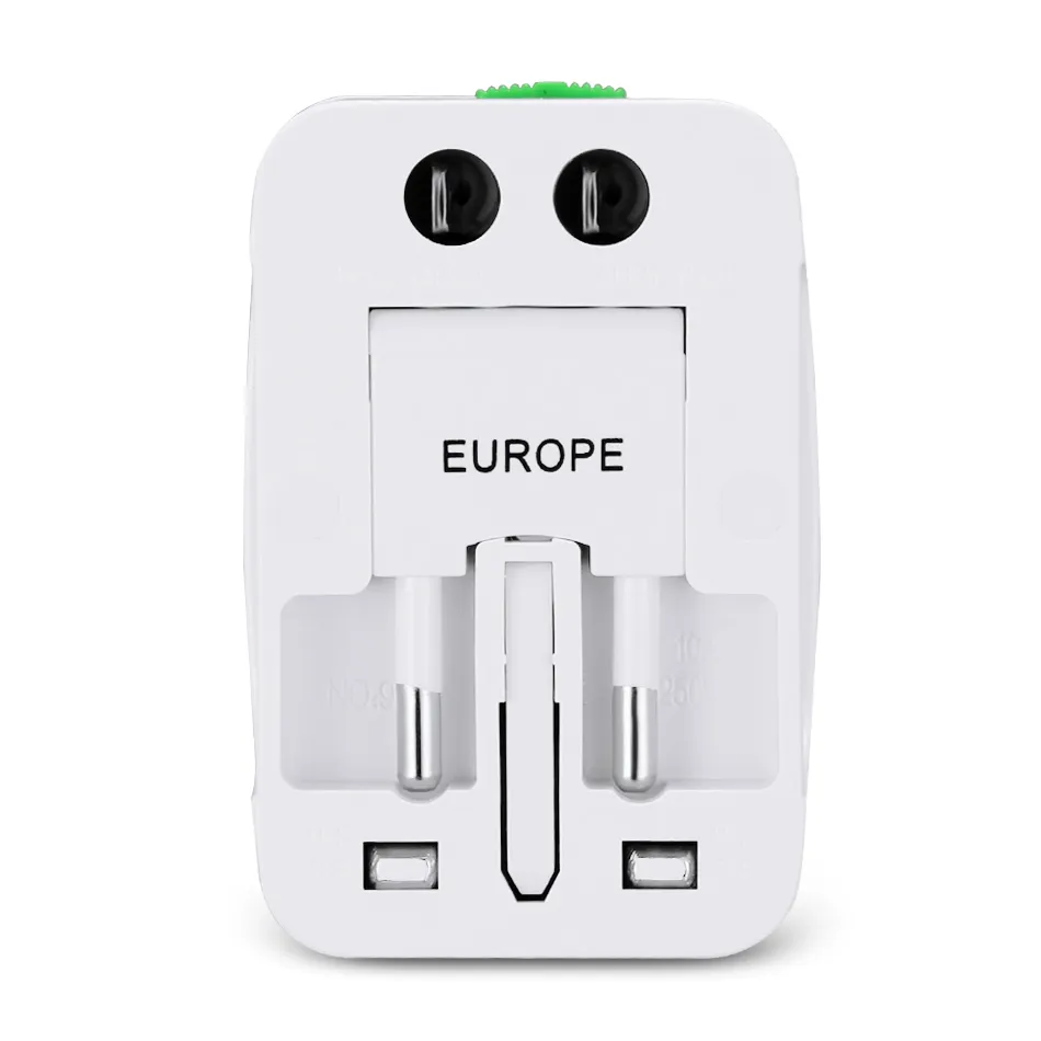 Cargadores de pared internacionales Adaptador de viaje global Enchufe universal UE EE. UU. Todo en uno Enchufe eléctrico mundial Puerto de pared para el hogar con paquete minorista