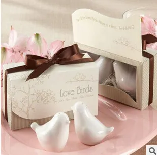 100pcs=50sets Love Birds In The Window Ceramic Salt & Pepper Shakers Wedding Favor For Party Gift with retail gift box Free DHL/Fedex