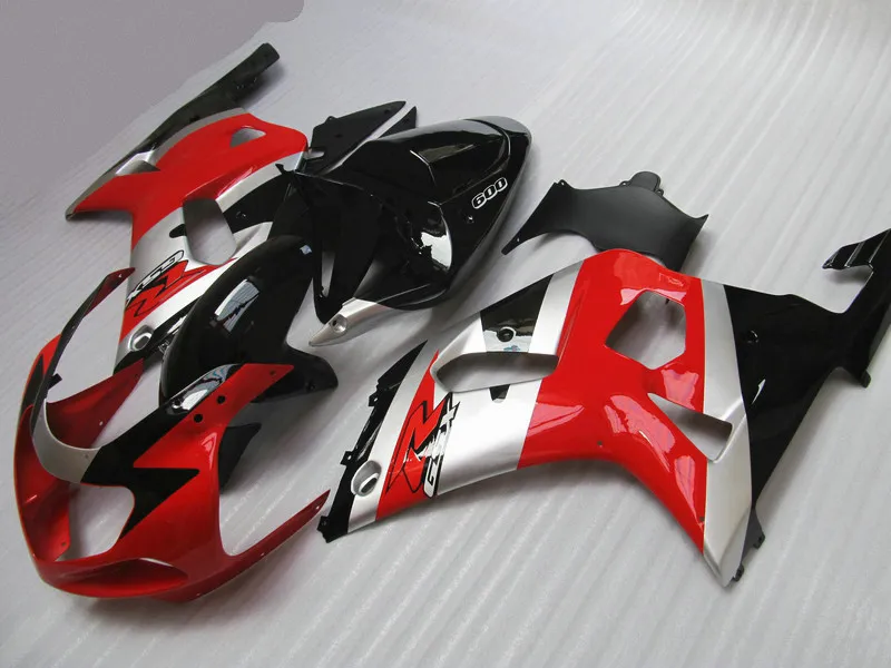 Kit de pièces de carrosserie pour Suzuki GSXR 600 750, carénage GSX-R600 gsx-r750 2001 2002 2003 00 01 02 03, rouge argenté