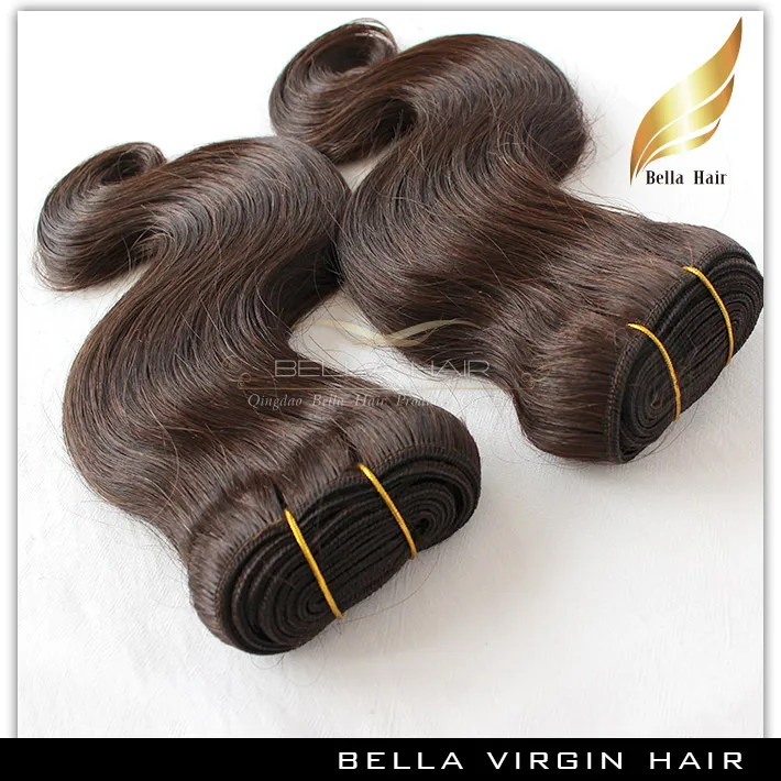 Klasa 8A Brazylijska fala ciała w kolorze ludzkich włosów Brown 4 Wavy Human Hair Weves Bella Hair Extensions7033465