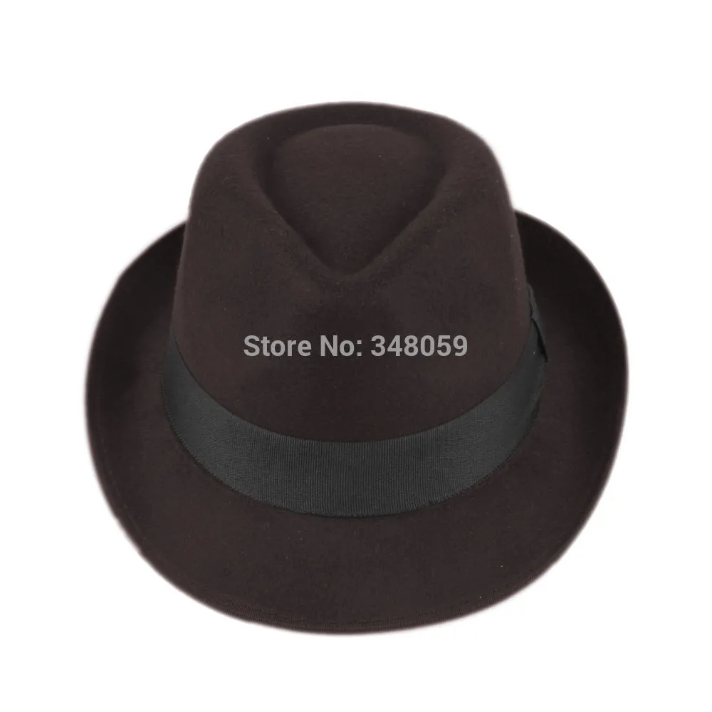 Toptan-Unisex Erkekler Kadınlar Yün Pamuk Fedora Şapka Cappelli Caz ​​Keçe Floppy Şerit Bant Panama Şapka Zarif Gorras Hombre Gangster Kap