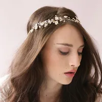 Bride Gold Crystal Flowers Hairbands Wedding Hair Accessories Bridal Headpiece Rhinestone Free Shipping Head Jewelry