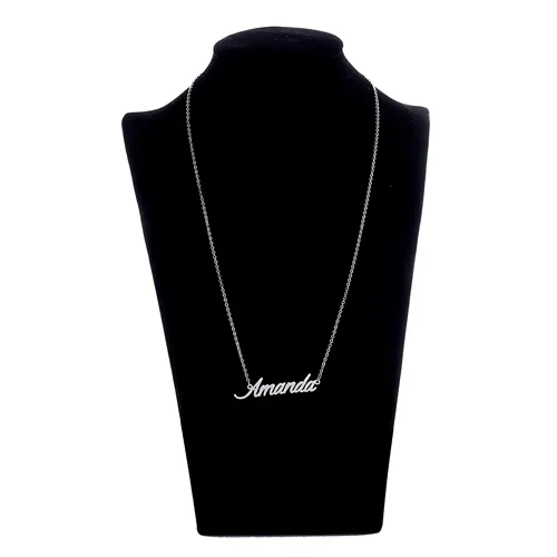 Popular collar con nombre de Amanda, collar con placa de identificación personalizada para mujer, collar personalizado con letras de acero inoxidable, oro y plata, NL-2395