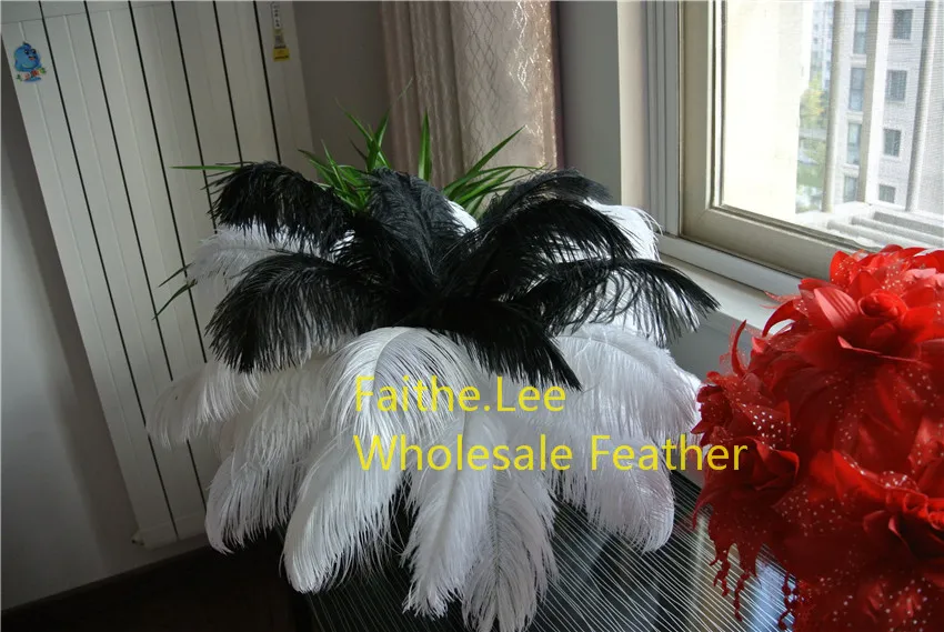 lot 1416inch 3540cm black and white Ostrich Feather plumes for wedding centerpiece wedding party table centerpiece9148863