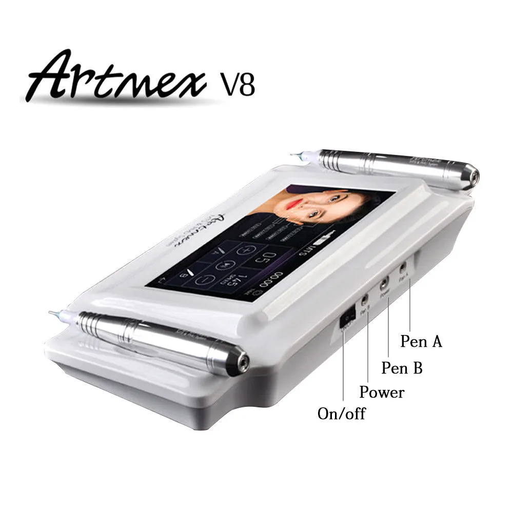 Newest Permanent Makeup digital Artmex V8 touch Tattoo Machine Eye Brow Lip Rotary Pen MTS PMU System Dermapen