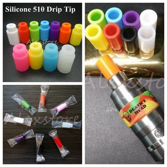 Embouchure en silicone Embout en caoutchouc Drip Tip Silicone Embouts de test universels jetables Cap avec emballage individuel pour fil 510 DHL