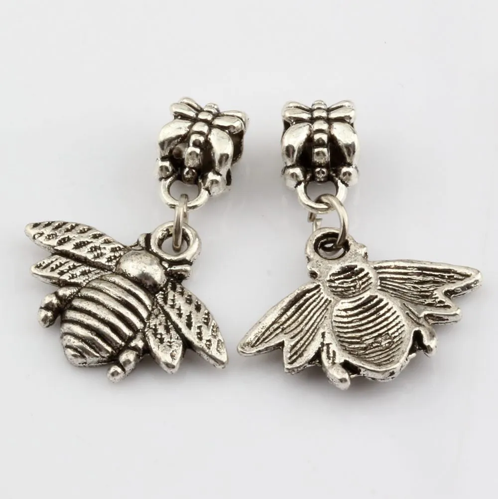 Antique Silver Bees Charms Charm Pendant For Jewelry Making Bracelet Necklace DIY Accessories 28*21mm