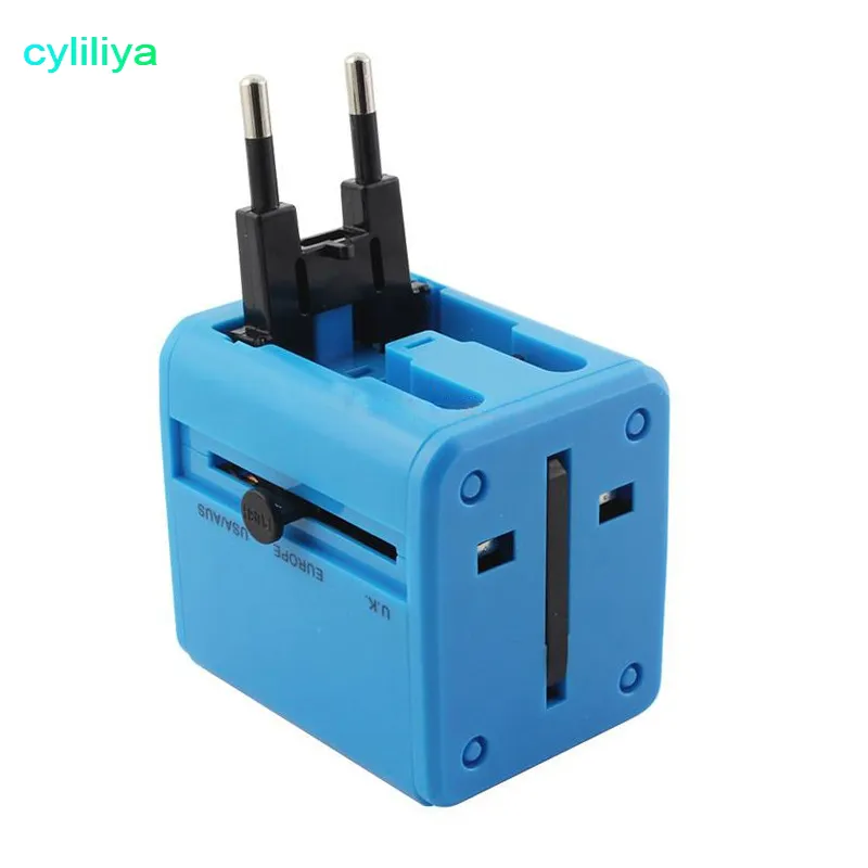 EE. UU., Reino Unido, UE, AU, enchufe Universal, todo en uno, cargador adaptador de corriente de viaje internacional con puertos duales, cargador de pared USB 5V/1A