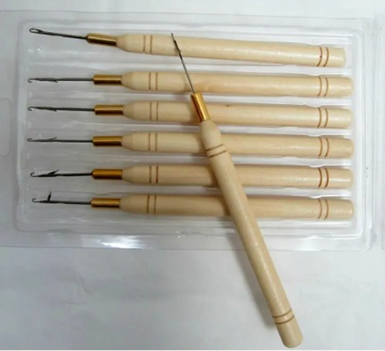 Hook Needles Micro Ring Hair Extension Wooden Pulling Needle Threader Feather Hook Tool for hair extensions7719444