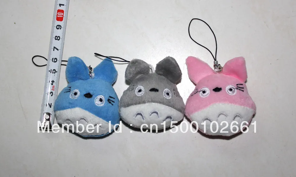 El envío libre 100pcs / lot al por mayor rellenó los juguetes de la felpa de Totoro, mi vecino Totoro Keychain Doll, mini juguete del colgante del teléfono celular de Totoro
