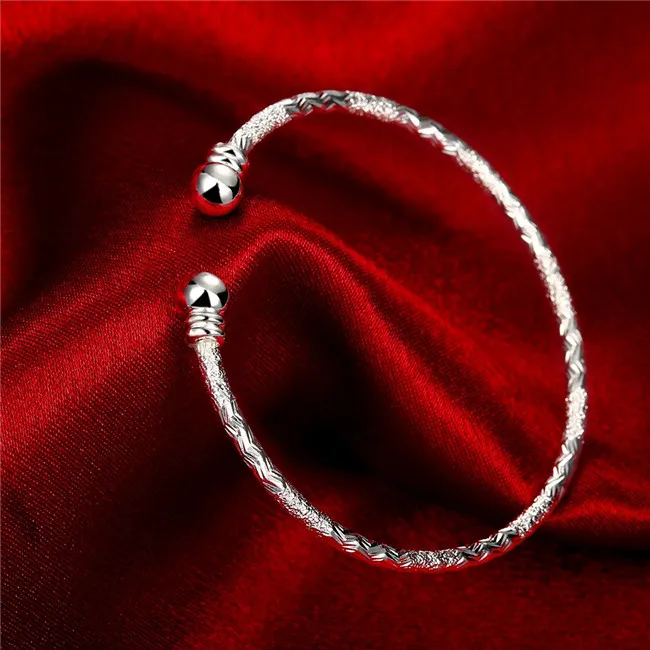 925 Silver Plated Bangles for Women Beautiful Minimalist Style Christmas Presents Top Quality Cheap Wholesale Free Shipping