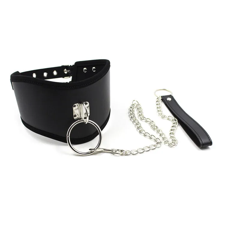 W1023 Sexy Black PU Skórzany Naszyjnik Erotyczne Chastity Neck Collar Fetish Choker Bondage Gry dla dorosłych Sex Zabawki