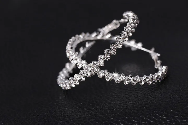 Kolczyki Hoop dla kobiet moda biżuteria Diamentowe kolczyki Ślub / Zaręczyny Okrągłe wiszące kolczyki Wiszące kolczyki 925 Sterling Silver Big Hoop