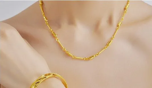 Szerokość 4mm Yellow 24K Pozłacane Naszyjnik Dla Kobiet, 2016 Nowe Łańcuchy Projektant Moda Oświadczenie Ślubne Naszyjniki Collier Jewelryr