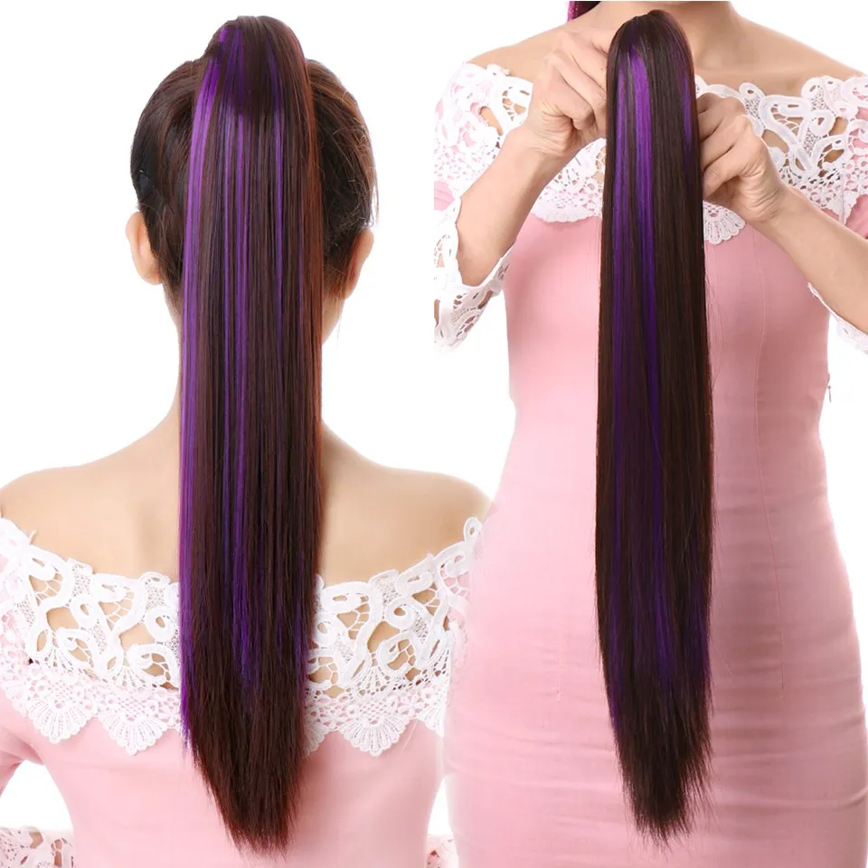 Synthetic Long Straight Claw Ponytail Hair Extension High Temperature Fiber Hair Pieces Style Fake Ponytail3763343