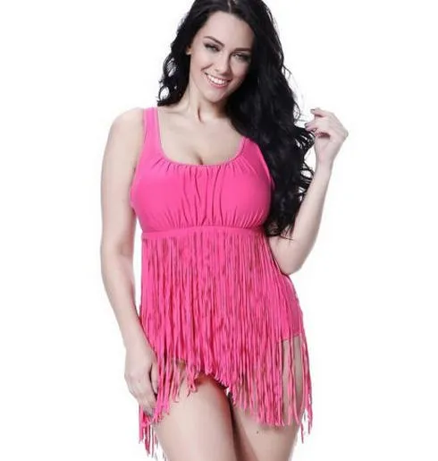 Plus Size Fringe Tassel Tankini Set Swimsuit Skirt Chubby Women sexy Padded High Waist Bikini Swimwear bath suit summer beach clothing gift