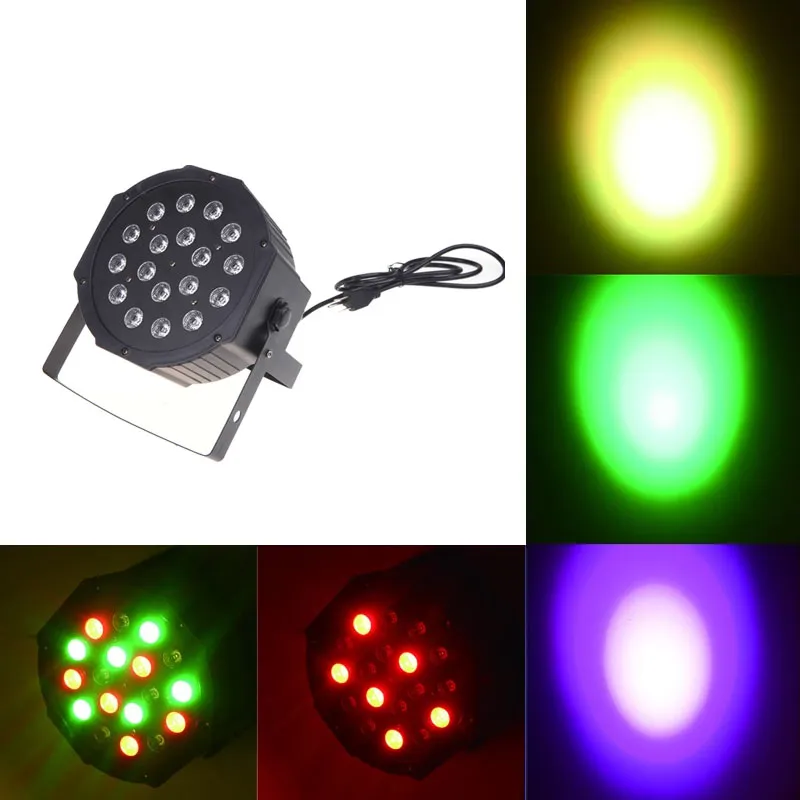 DHL Led Stage Light 18x3W 54W 6 canali RGB Led Flat Par Lighting Club DJ Stage Party KTV Disco DMX 512 Controllo