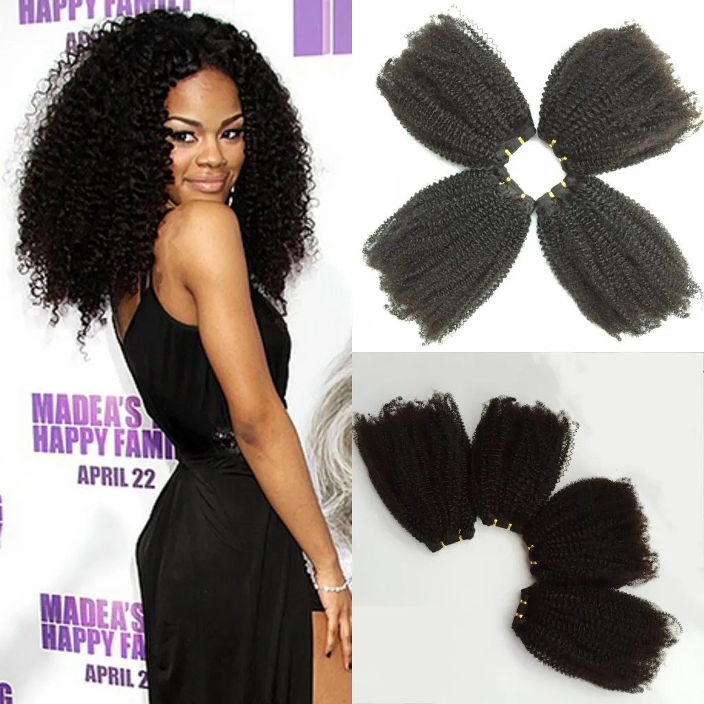 Brasilianska Kinky Curly Hair Weaves Natural Black 4st Human Hair Extensions Brasilianska Afro Kinky Curly Hair Weaves Billiga Hårväv Curly