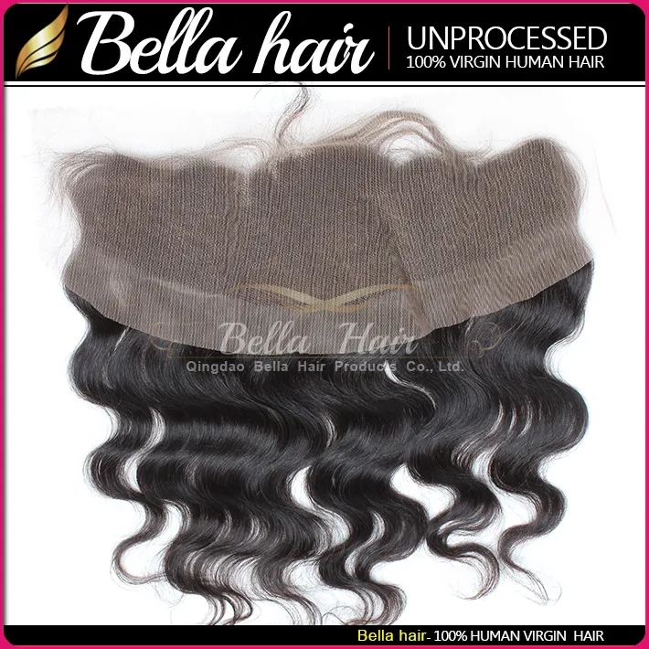 Bella Hair 8a الدانتيل الإغلاق الأمامي مع حزم الشعر ببرازيلي غير مجهزة تمديدات برازيلية طبيعية اللون الأسود