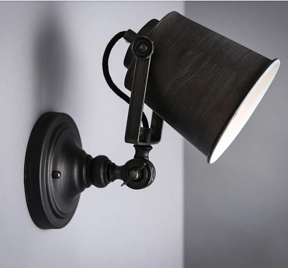 Personlig järnmaterial europeisk kreativ vintage swing armljus svart handmålad vägg ljus trappa lampa inomhus inredning