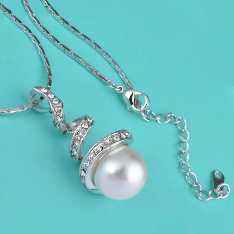 Promotion Sale 925 silver&gold&18k rose gold Pearl necklace Christmas fashion 925 Silver necklace jewelry 1389