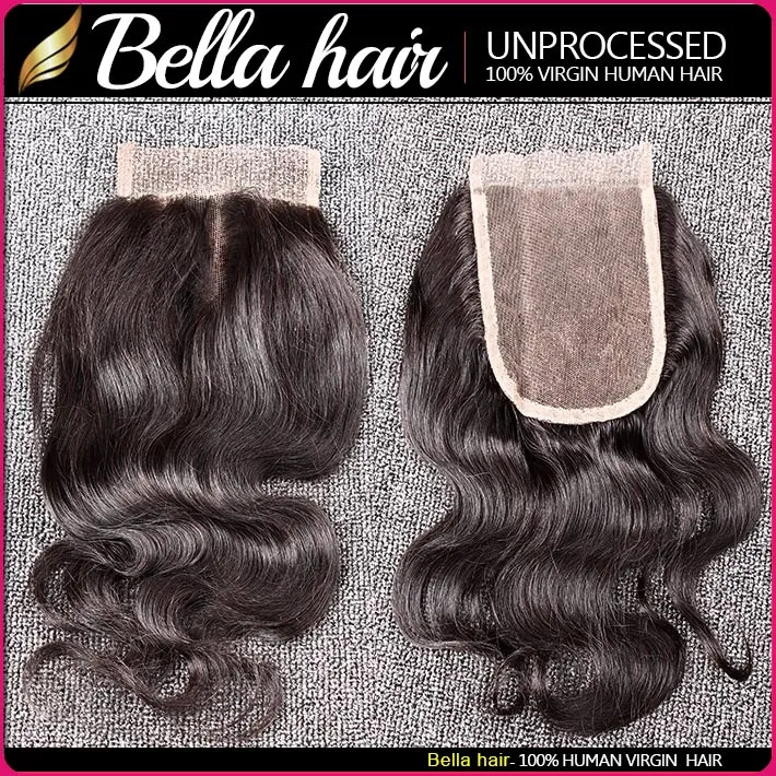 Bella Hair® Бразильские пучки с закрытием 8-30 двойной уток человеческих волос для волос, плетение волос, волна тела волнистые