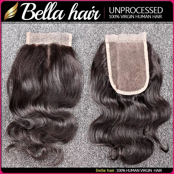 Bella Hair Brésilien 3 Faisceaux Avec Fermeture 8-34 pouces Double Trame Vierge Extensions de Cheveux Humains Offres Remy Cheveux Humains Tisse Vague de Corps Ondulés Julienchina VENTE Tête Complète