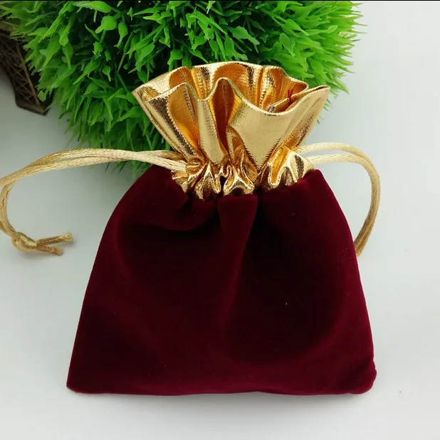 Velvet Drawstring Pouches Bags gold side flannel bags Gift bag Flocked jewelry pouch Favor Holders velvet drawstring bag multi col4123668