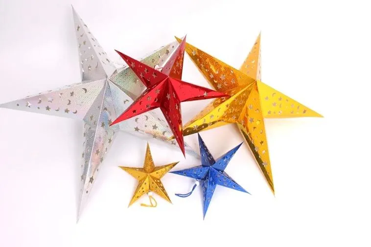 11.8-43.3 inch Stereo double laser Christmas decorations colorful folding paper star hanging lobby of stars CS02