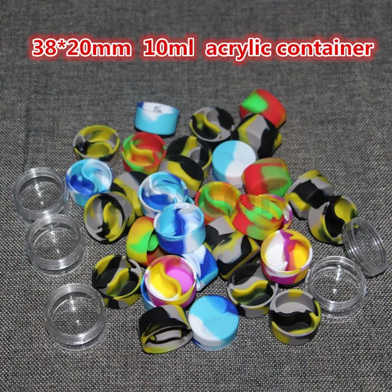 boxes wholesale 10ml acrylic container silicone jar dab wax containers oil glass bong