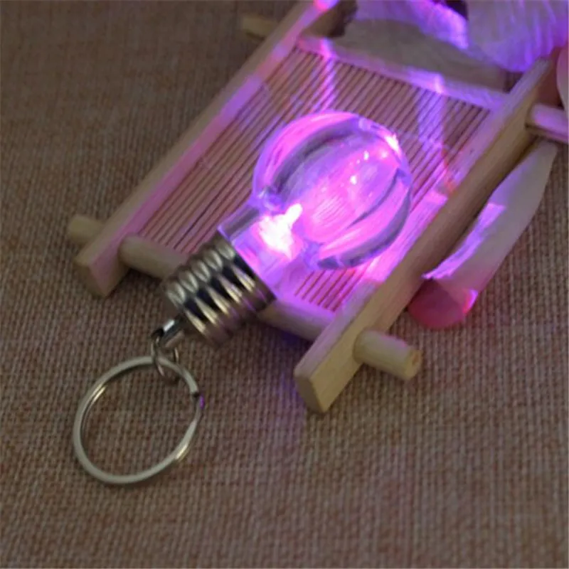 Colorful key chains LED glow bulb shape keyrings key pendants creative Keychain Car Keyring Bag Earrings Accessories ouc2098